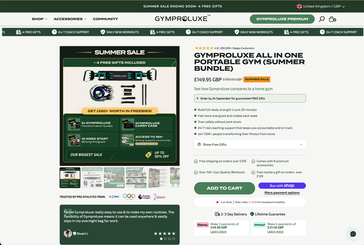 Gymproluxe optimised page