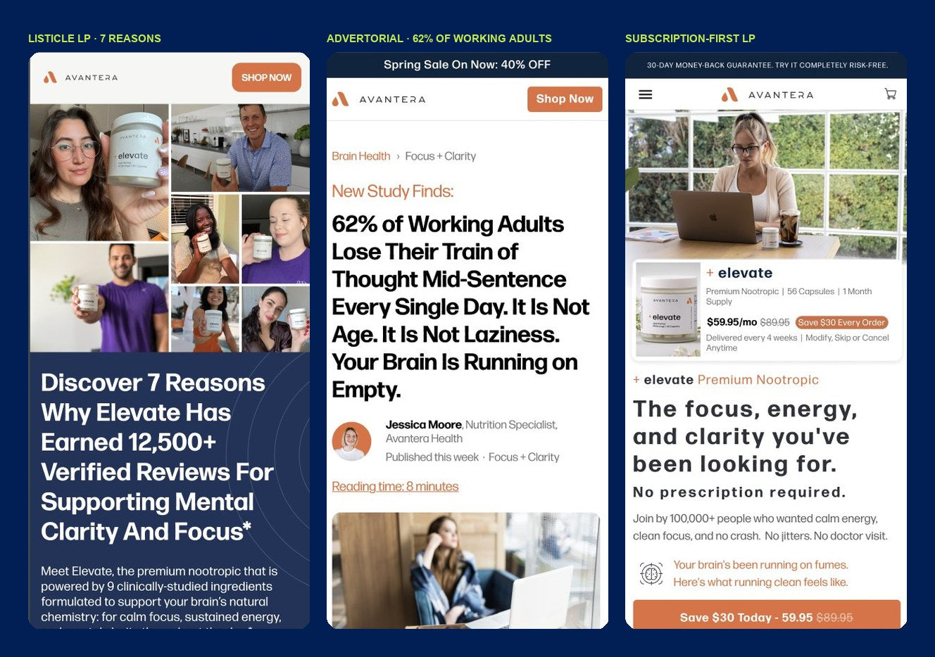 Avantera Health optimised page